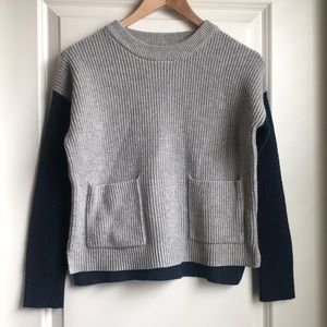 Madewell® Gray and Navy Crew Neck Sweater